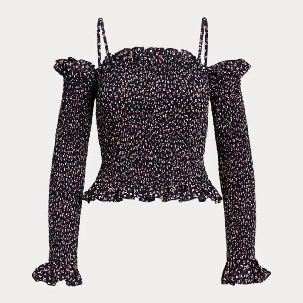 Polo Ralph Lauren "Kezia" floral Ruffled smocked Top
